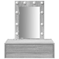 vidaXL Wall Hanging Dressing Table with LED Lights Grey Sonoma