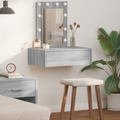 vidaXL Wall Hanging Dressing Table with LED Lights Grey Sonoma
