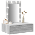 vidaXL Wall Hanging Dressing Table with LED Lights Grey Sonoma