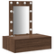 vidaXL Wall Hanging Dressing Table with LED Lights in Brown Oak