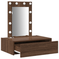 vidaXL Wall Hanging Dressing Table with LED Lights in Brown Oak