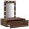 vidaXL Wall Hanging Dressing Table with LED Lights in Brown Oak