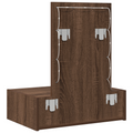 vidaXL Wall Hanging Dressing Table with LED Lights in Brown Oak