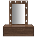 vidaXL Wall Hanging Dressing Table with LED Lights in Brown Oak