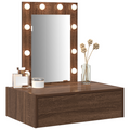 vidaXL Wall Hanging Dressing Table with LED Lights in Brown Oak