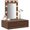 vidaXL Wall Hanging Dressing Table with LED Lights in Brown Oak