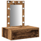 vidaXL Wall Hanging Dressing Table with LED Lights Old Wood