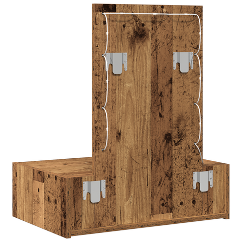 vidaXL Wall Hanging Dressing Table with LED Lights Old Wood
