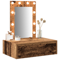 vidaXL Wall Hanging Dressing Table with LED Lights Old Wood