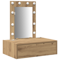 vidaXL Wall Hanging Dressing Table with LED Lights - Artisan Oak