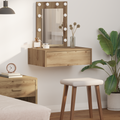 vidaXL Wall Hanging Dressing Table with LED Lights - Artisan Oak