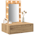 vidaXL Wall Hanging Dressing Table with LED Lights - Artisan Oak