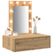 vidaXL Wall Hanging Dressing Table with LED Lights - Artisan Oak