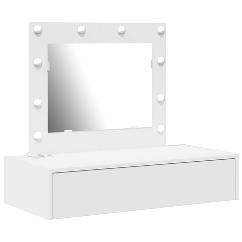 vidaXL Wall Hanging Dressing Table with LED Lights - White