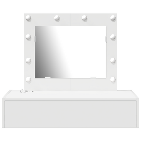 vidaXL Wall Hanging Dressing Table with LED Lights - White