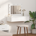 vidaXL Wall Hanging Dressing Table with LED Lights - White