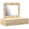 vidaXL Wall Hanging Dressing Table with LED Lights Sonoma Oak