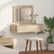 vidaXL Wall Hanging Dressing Table with LED Lights Sonoma Oak