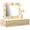 vidaXL Wall Hanging Dressing Table with LED Lights Sonoma Oak