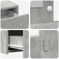 vidaXL Wall Hanging Dressing Table with LED Lights Concrete Grey
