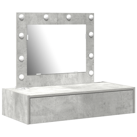 vidaXL Wall Hanging Dressing Table with LED Lights Concrete Grey