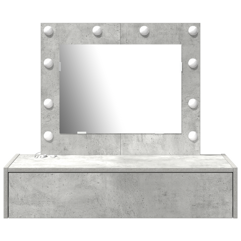 vidaXL Wall Hanging Dressing Table with LED Lights Concrete Grey