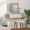 vidaXL Wall Hanging Dressing Table with LED Lights Concrete Grey
