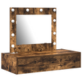 vidaXL Wall Hanging Dressing Table with LED Lights Smoked Oak