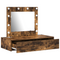 vidaXL Wall Hanging Dressing Table with LED Lights Smoked Oak