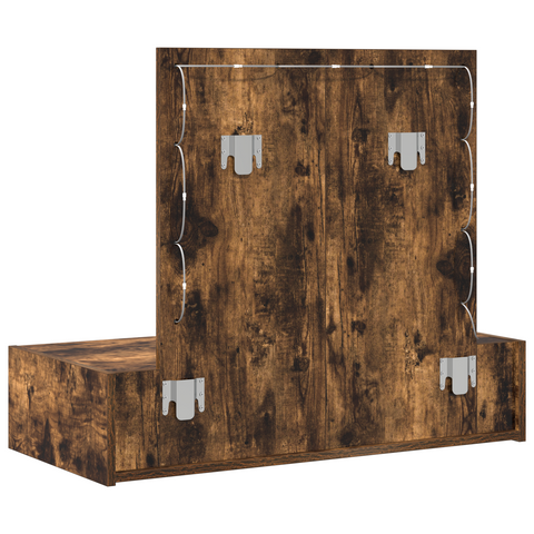 vidaXL Wall Hanging Dressing Table with LED Lights Smoked Oak