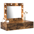 vidaXL Wall Hanging Dressing Table with LED Lights Smoked Oak
