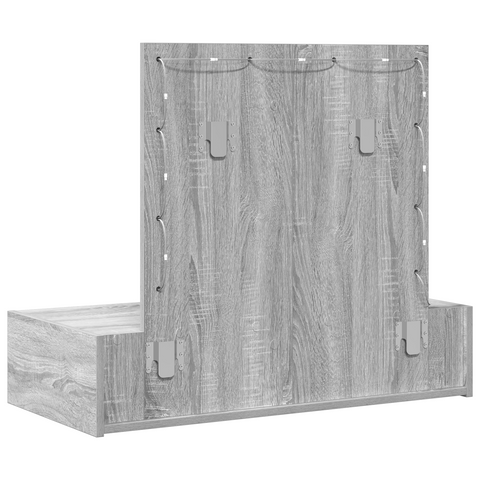 vidaXL Wall Hanging Dressing Table with LED Lights Grey Sonoma