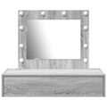 vidaXL Wall Hanging Dressing Table with LED Lights Grey Sonoma