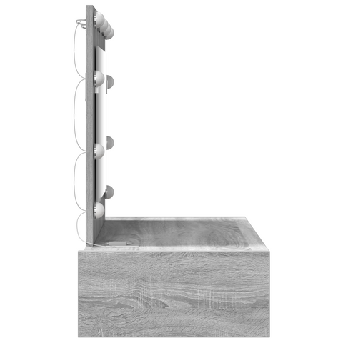 vidaXL Wall Hanging Dressing Table with LED Lights Grey Sonoma