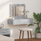 vidaXL Wall Hanging Dressing Table with LED Lights Grey Sonoma