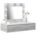 vidaXL Wall Hanging Dressing Table with LED Lights Grey Sonoma