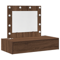 vidaXL Wall Hanging Dressing Table with LED Lights Brown Oak