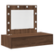 vidaXL Wall Hanging Dressing Table with LED Lights Brown Oak