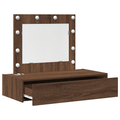 vidaXL Wall Hanging Dressing Table with LED Lights Brown Oak