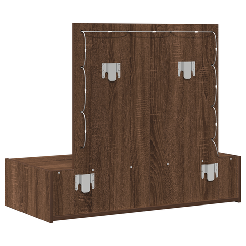 vidaXL Wall Hanging Dressing Table with LED Lights Brown Oak