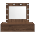 vidaXL Wall Hanging Dressing Table with LED Lights Brown Oak