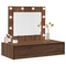 vidaXL Wall Hanging Dressing Table with LED Lights Brown Oak