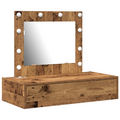 vidaXL Wall Hanging Dressing Table with LED Lights Old Wood
