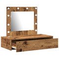 vidaXL Wall Hanging Dressing Table with LED Lights Old Wood