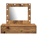 vidaXL Wall Hanging Dressing Table with LED Lights Old Wood