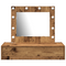 vidaXL Wall Hanging Dressing Table with LED Lights Old Wood