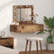 vidaXL Wall Hanging Dressing Table with LED Lights Old Wood