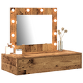 vidaXL Wall Hanging Dressing Table with LED Lights Old Wood