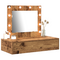 vidaXL Wall Hanging Dressing Table with LED Lights Old Wood