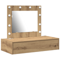 vidaXL Wall Hanging Dressing Table with LED Lights Artisan Oak